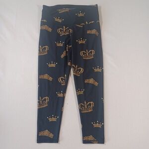 Victoria Sport Gold‎ Crown Print Performance Crop Low Rise Leggings Large
